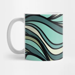 green waves abstract geometric pattern Mug